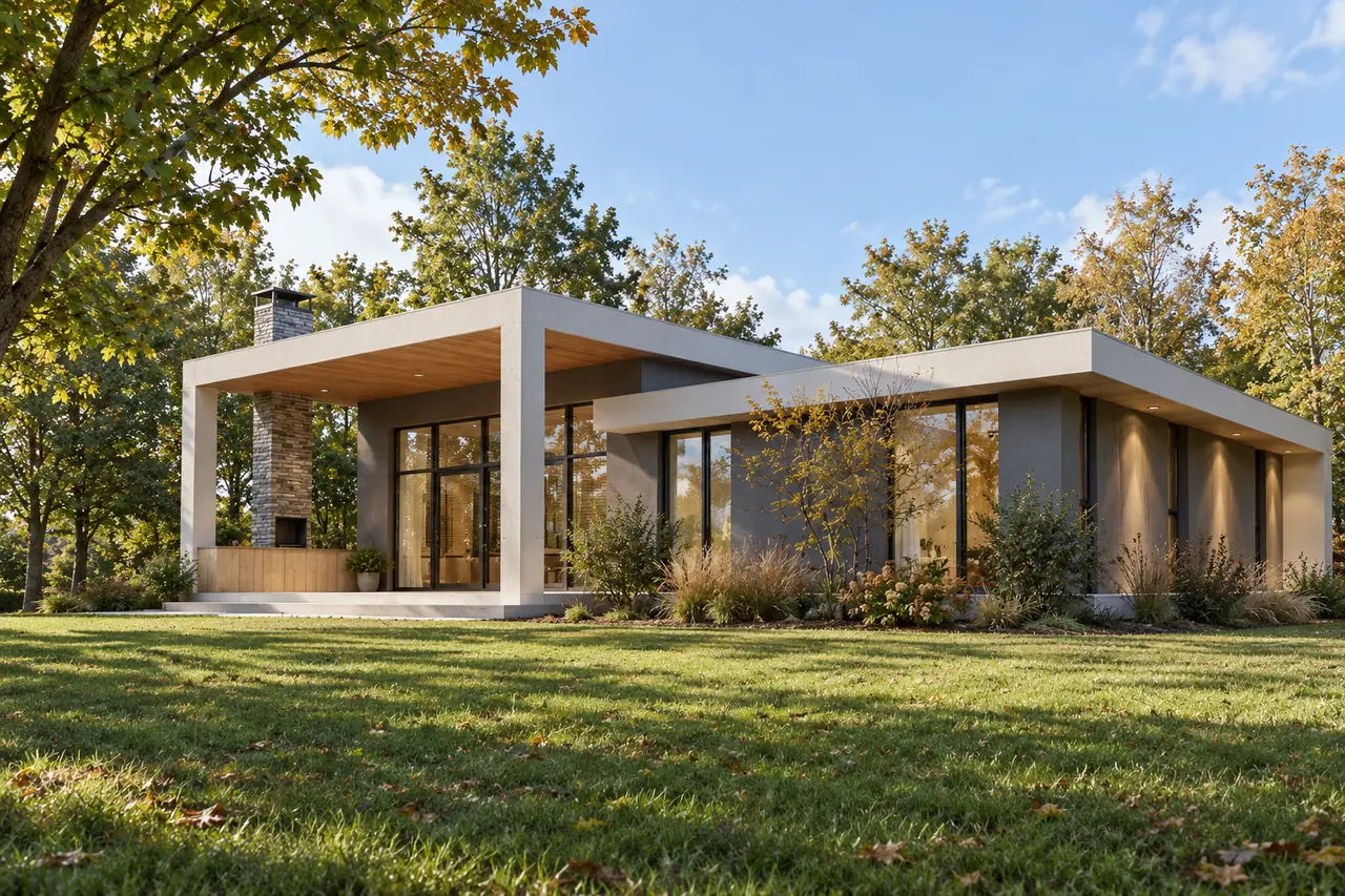 Crystal Vista exterior architectural concept with natural materials and realistic daylight
