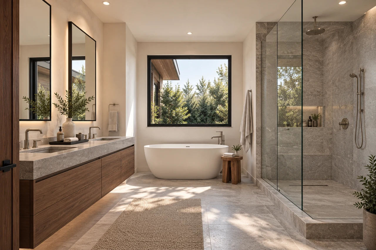 Metropolitan primary bathroom design concept